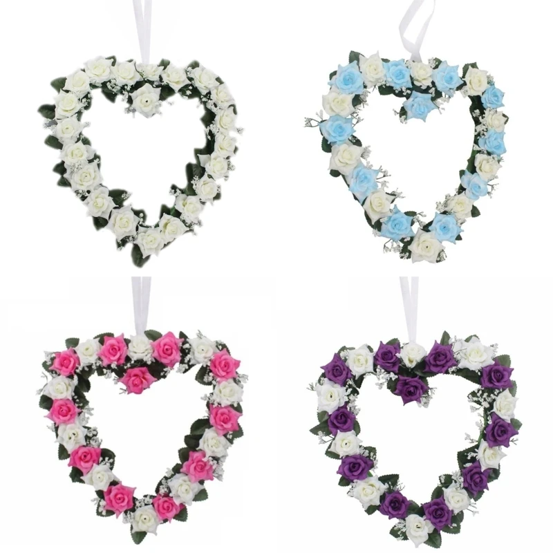 Свадебный венок в форме сердца, висячая гирлянда с розой для Дня Святого Валентина, дня рождения, свадьбы, девичника, мальчишника 
Свадебный венок в форме сердца, висячая гирлянда с розой для Дня Святого Валентина, дня рождения, свадьбы, девичника, мальчишника