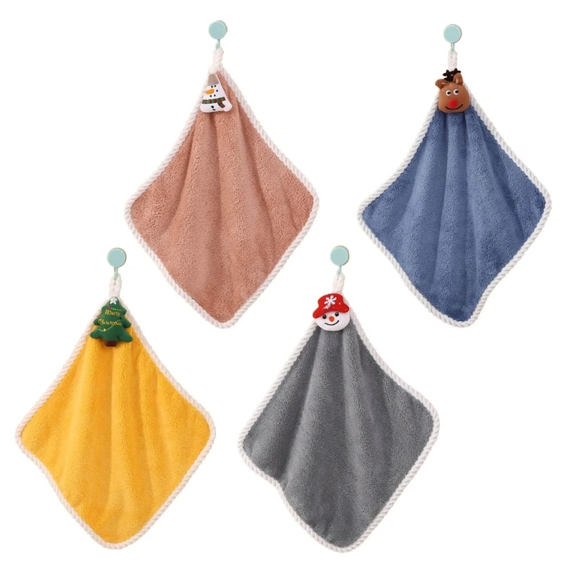 Милое мультяшное моющее полотенце для рук Рождественское полотенце для рук для детей с подвесной петлей 
Милое мультяшное моющее полотенце для рук Рождественское полотенце для рук для детей с подвесной петлей