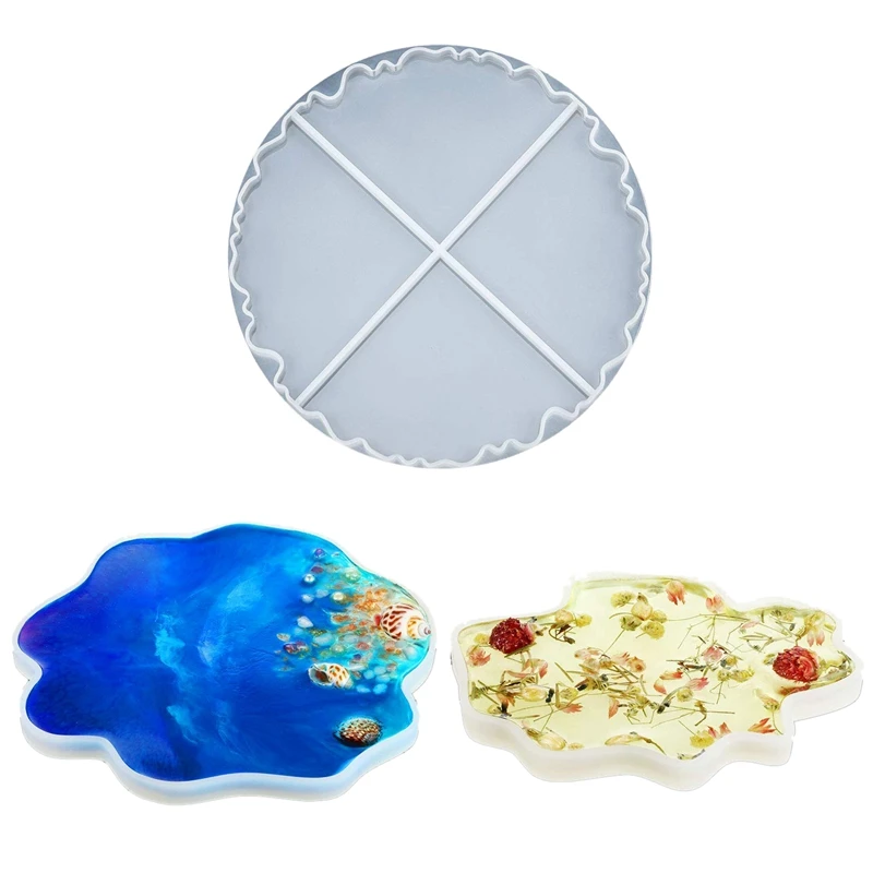 

3 Pieces Silicone Coasters Mold Irregular Coaster Molds Epoxy Casting Mold For DIY Geode Agate Slice Coasters, Making Cup Mats,