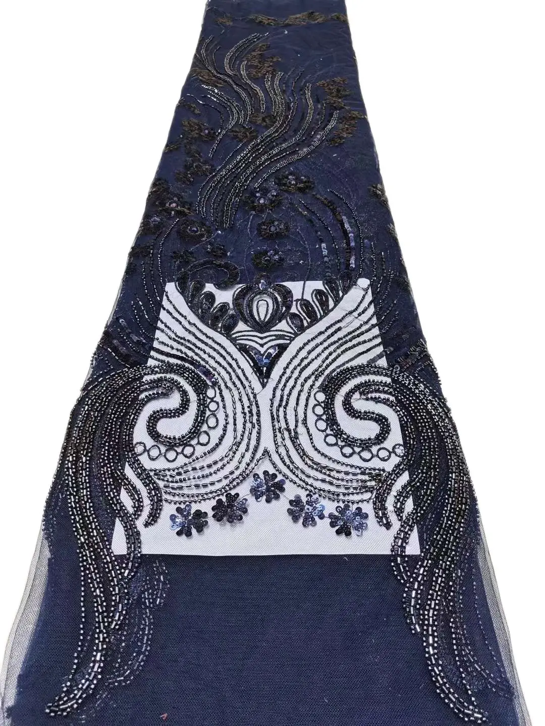 Dark Blue 15K-11104 French Net Lace with Shinny Sequins and Beads Top Sales Embroidered Tulle Fabric for Bridal Dress
Dark Blue 15K-11104 French Net Lace with Shinny Sequins and Beads Top Sales Embroidered Tulle Fabric for Bridal Dress
