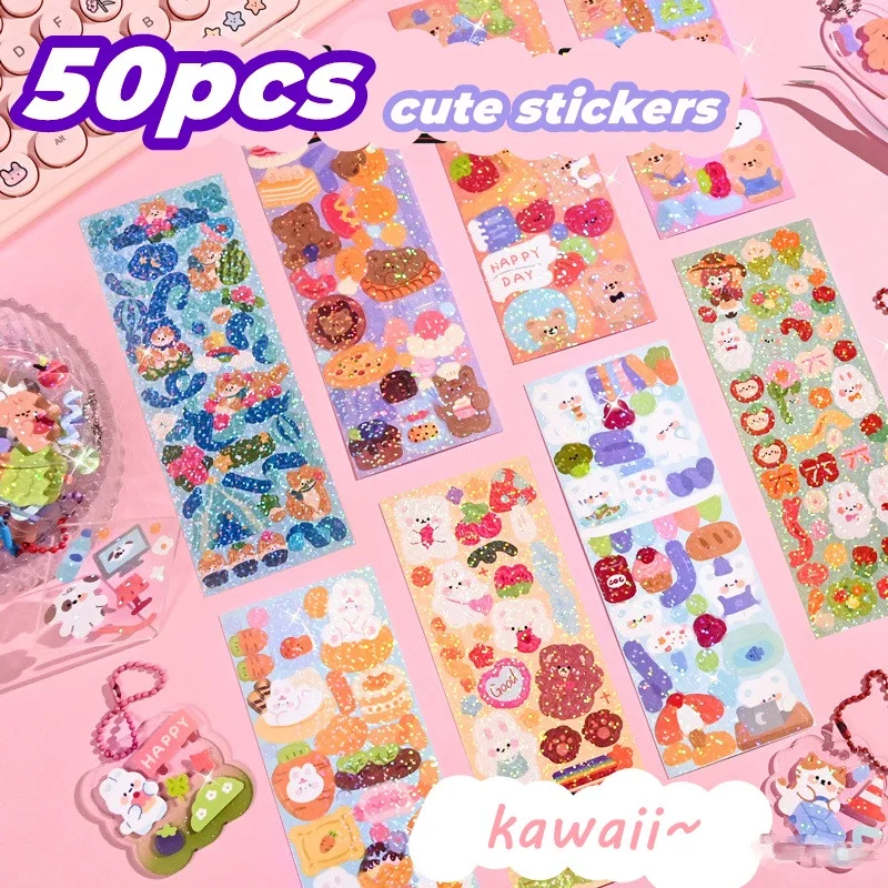 50pcs/set Cartoon Stickers Korea Glitter Stickers Cute Decorative Stickers Idol Toploader Card Case Album DIY Sticker Stationery 
50pcs/set Cartoon Stickers Korea Glitter Stickers Cute Decorative Stickers Idol Toploader Card Case Album DIY Sticker Stationery