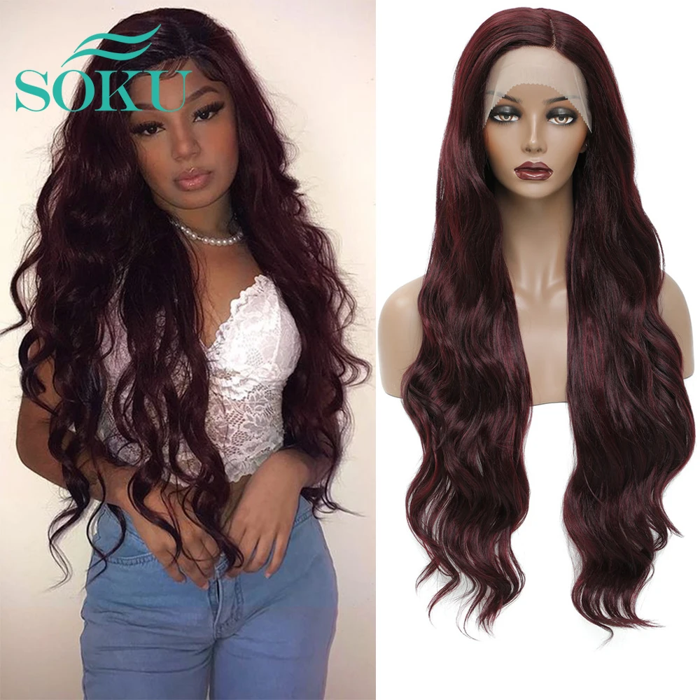 Long Wavy Burgundy Lace Front Wigs Synthetic Hair 99J Lace Wig SOKU L Part Heat Resist Fiber 30 Inch Hair Wig For Black Women
Long Wavy Burgundy Lace Front Wigs Synthetic Hair 99J Lace Wig SOKU L Part Heat Resist Fiber 30 Inch Hair Wig For Black Women