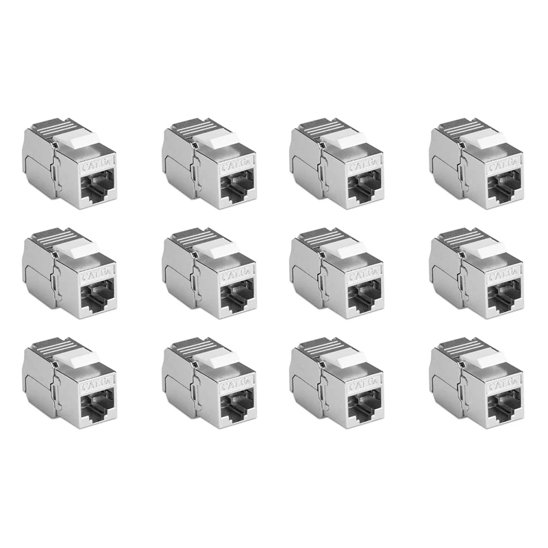 12 Pcs Shielded Keystone Module Jacks For Snap-In Patch Panel Installation Of CAT6A Cables
12 Pcs Shielded Keystone Module Jacks For Snap-In Patch Panel Installation Of CAT6A Cables