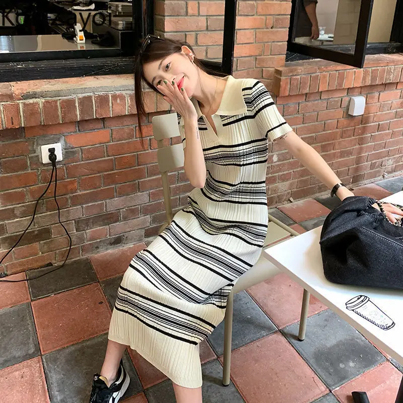 Koijizayoi Vintage Knitted Maxi Dresses for Women Elegant Retro Causal Loose Summer Striped Dress Slim Korean Vestido Ropa Mujer
Koijizayoi Vintage Knitted Maxi Dresses for Women Elegant Retro Causal Loose Summer Striped Dress Slim Korean Vestido Ropa Mujer