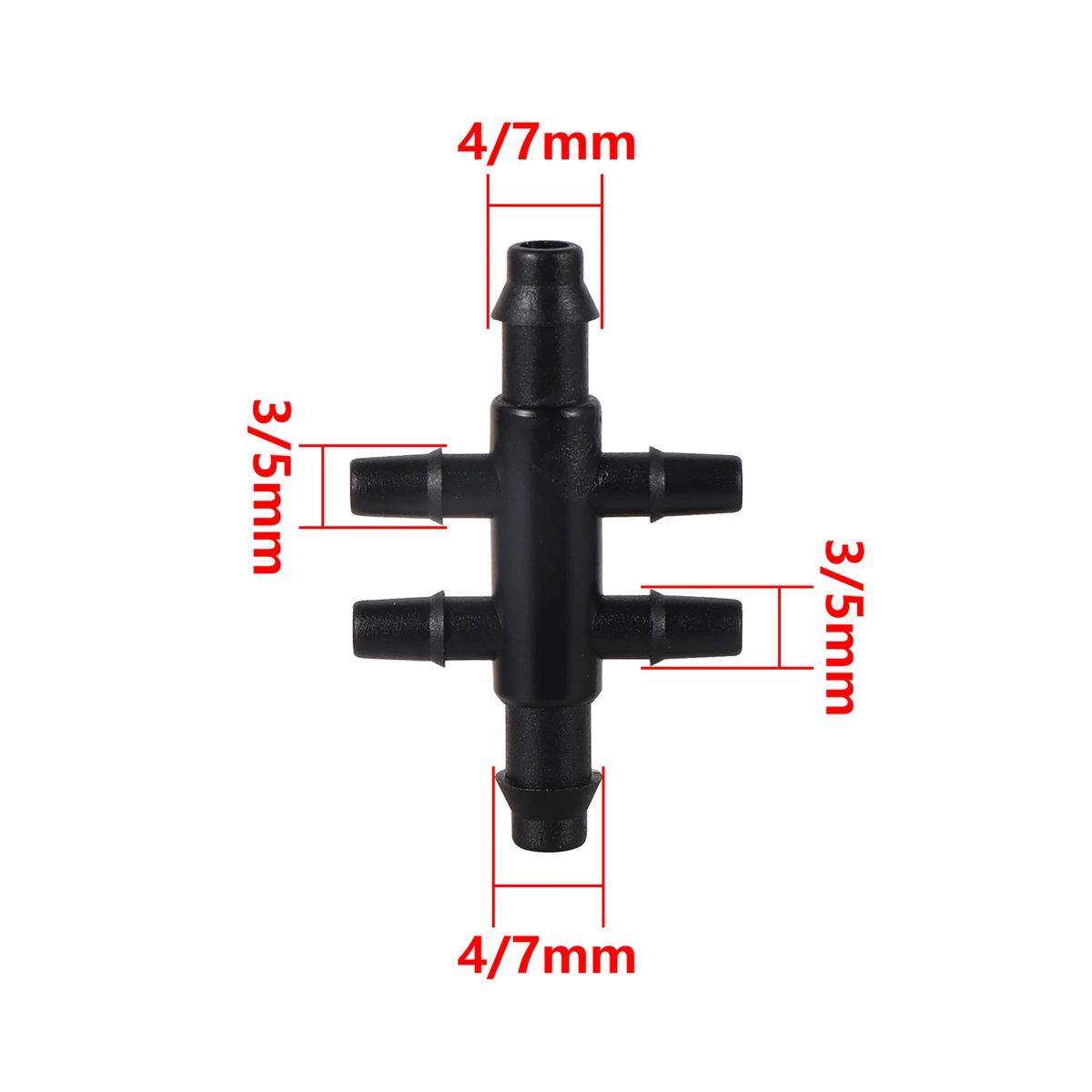 Пластиковый водораспределитель для капельного орошения 4/7-3/5 мм 4/6-ходовой черный 10/50 шт 
Пластиковый водораспределитель для капельного орошения 4/7-3/5 мм 4/6-ходовой черный 10/50 шт