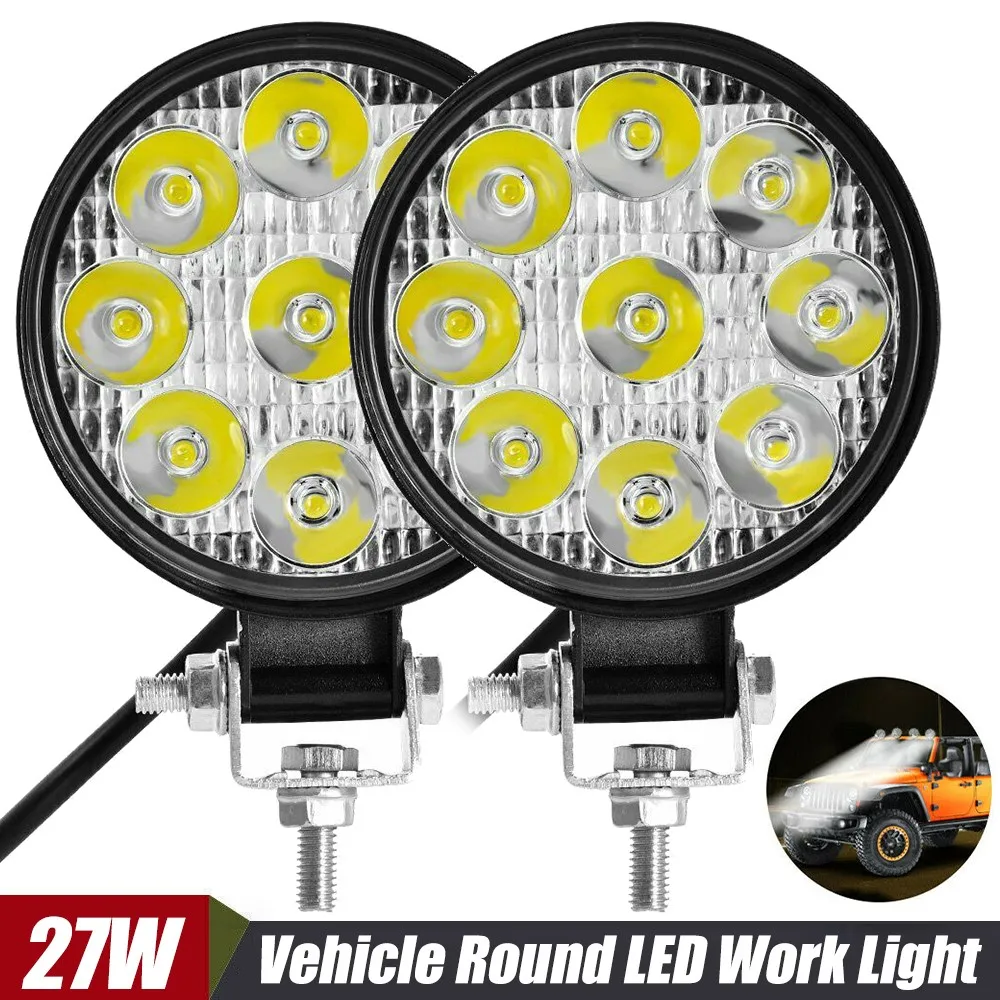 27W Vehicle Round LED Work Light Bar Spotlight Driving Lamp Floodlight Automobile Headlight for Car Off-road SUV Car accessories
27W Vehicle Round LED Work Light Bar Spotlight Driving Lamp Floodlight Automobile Headlight for Car Off-road SUV Car accessories