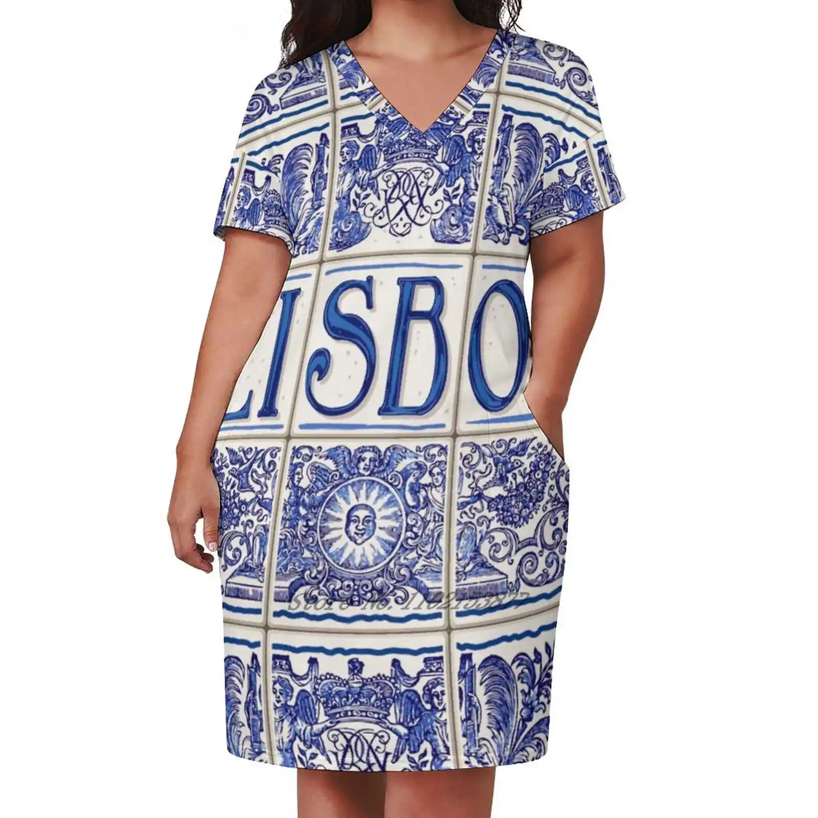 Женское свободное платье с V-образным вырезом, коротким рукавом и принтом
Женское свободное платье с V-образным вырезом, коротким рукавом и принтом