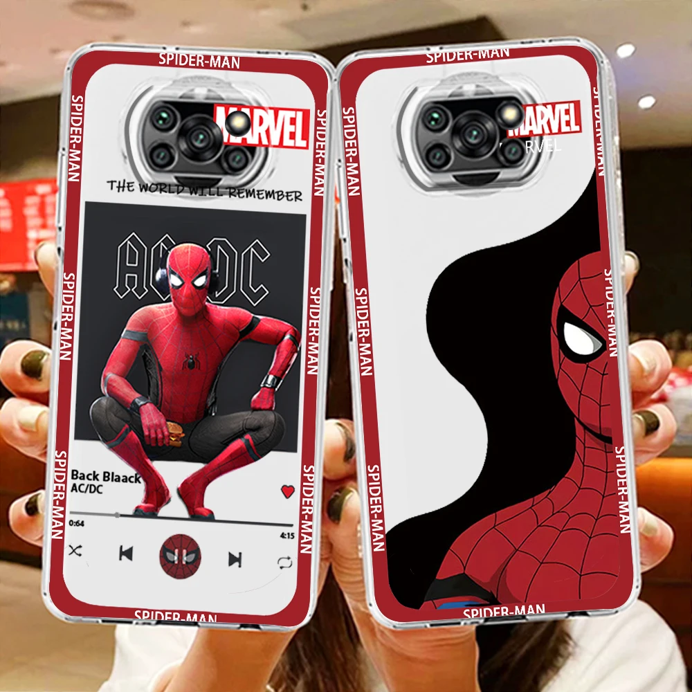 Marvel Superhero Spiderman Art Phone Case For Xiaomi Mi Poco X5 X4 X3 NFC F4 F3 GT M5 M5s M4 M3 Pro C50 C40 5G Transparent Cover
Marvel Superhero Spiderman Art Phone Case For Xiaomi Mi Poco X5 X4 X3 NFC F4 F3 GT M5 M5s M4 M3 Pro C50 C40 5G Transparent Cover