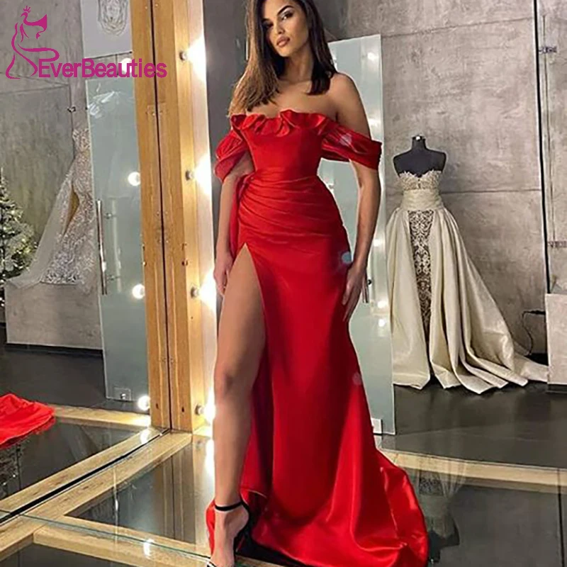 Satin Prom Dresses Side Slit Evening Dresses Vestidos De Gala Off Shoulder Robes De Soiree Mermaid Party Dresses Long
Satin Prom Dresses Side Slit Evening Dresses Vestidos De Gala Off Shoulder Robes De Soiree Mermaid Party Dresses Long
