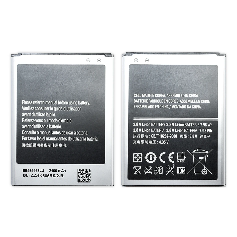 

EB535163LU 2100mAh Mobile Phone Battery For Samsung Galaxy Grand DUOS GT-I9082 G9082 I9080 I879 I9118 I9060 I9082 Batteries