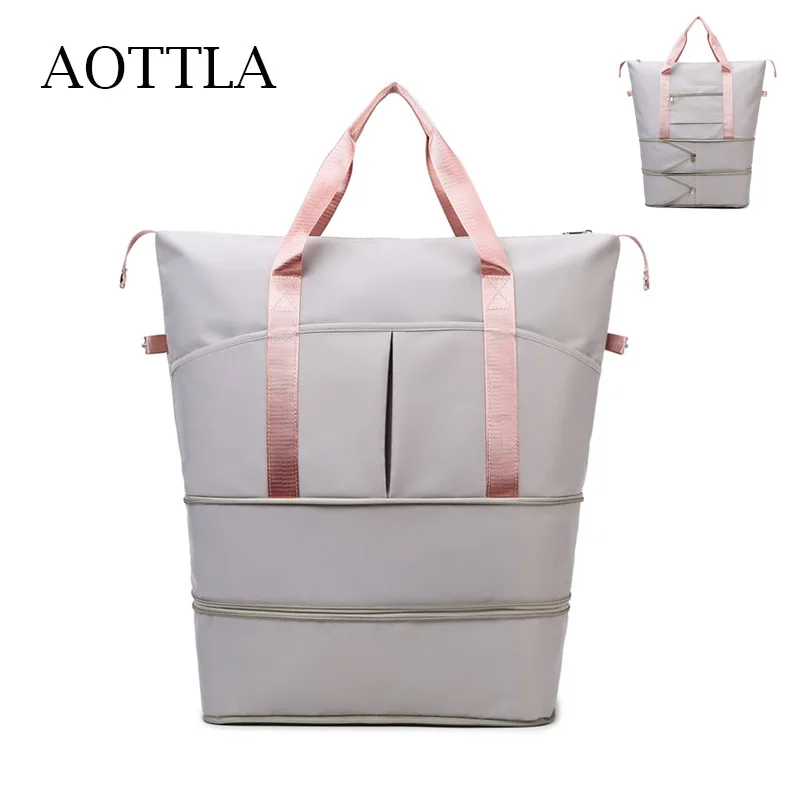 

AOTTLA Women's Handbag Large Capacity New Shoulder Bag High Quality Brand Travel Bags Casual Double Expansion Duffle Female Bag