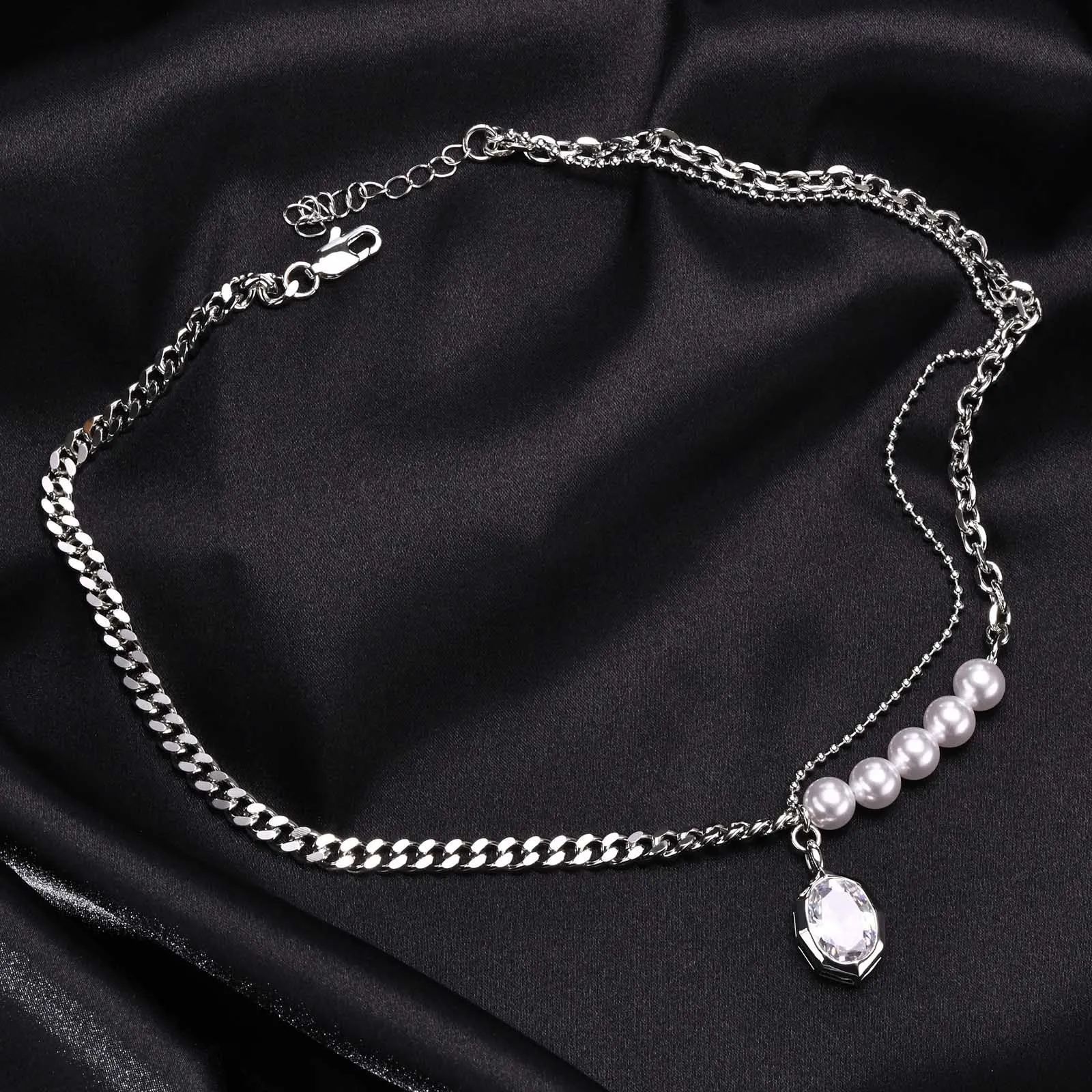 Vnox Stylish Simulated Pearl Necklaces for Women, Geometric Stone Pendant with Adjustable Chain, Layered Cool Beads Cuban Chain
Vnox Stylish Simulated Pearl Necklaces for Women, Geometric Stone Pendant with Adjustable Chain, Layered Cool Beads Cuban Chain