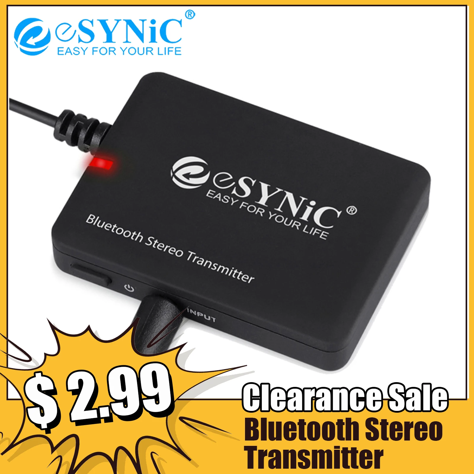 

eSYNiC Audio Transmitter Bluetooth-compatible v2.1 + EDR 3.5MM Jack A2DP Audio Adapter For TV MP3 3.5mm v2.1 Adapter Converter