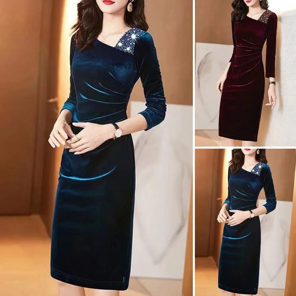Women Elegant Long Sleeve Party Evening Velvet Bodycon Split Pencil Midi Dress 2023 Spring Autumn Clothes
Women Elegant Long Sleeve Party Evening Velvet Bodycon Split Pencil Midi Dress 2023 Spring Autumn Clothes