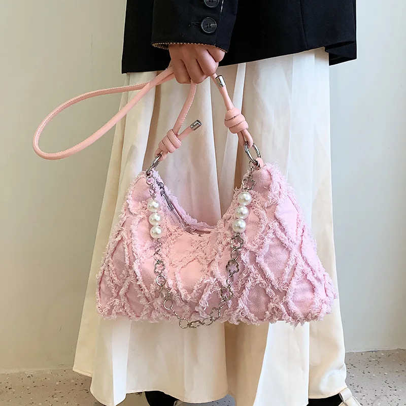 Moon Dumpling Bag 2022 Spring/Summer New Fashion Denim Shoulder Bag Canvas Handbag Female Designer Pearl Messenger Bags
Moon Dumpling Bag 2022 Spring/Summer New Fashion Denim Shoulder Bag Canvas Handbag Female Designer Pearl Messenger Bags
