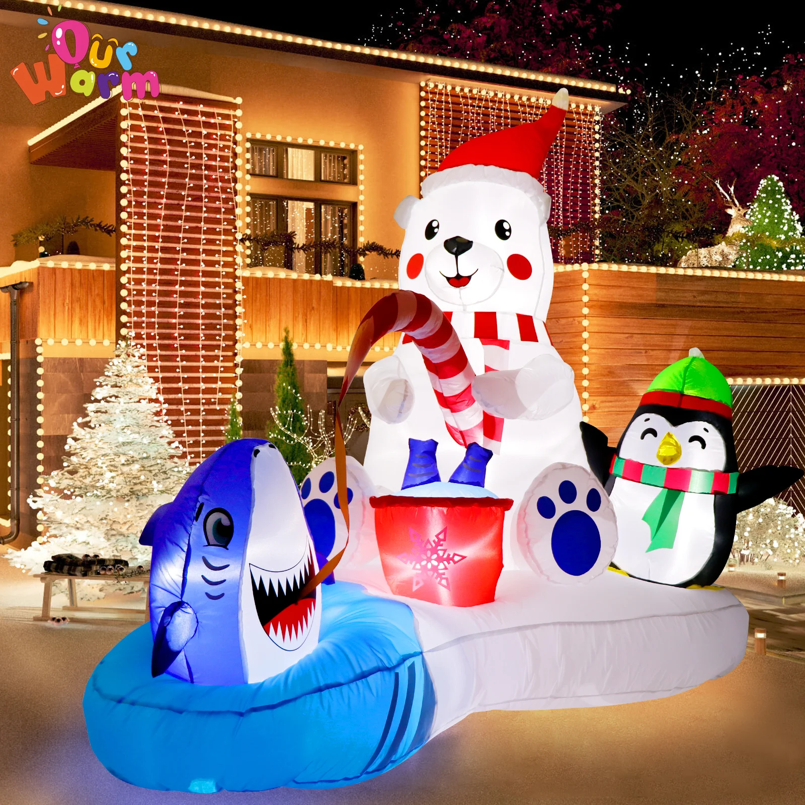 OurWarm 6FT Christmas Inflatables Outdoor Decorations Polar Bear Fishing Penguin with Built-in LEDs light Xmas Yard Lawn Decor
OurWarm 6FT Christmas Inflatables Outdoor Decorations Polar Bear Fishing Penguin with Built-in LEDs light Xmas Yard Lawn Decor