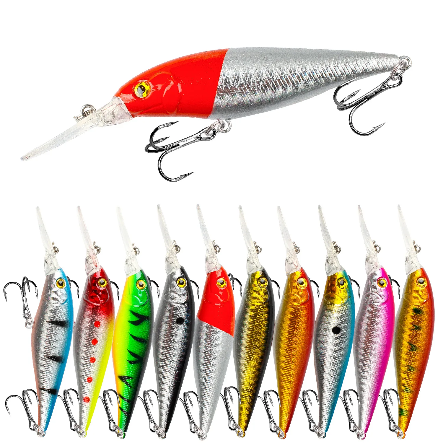 10PCS Mixed Colors Minnow Fishing Lure Set 11cm 10g Floating Wobbler Lifelike Artificial Hard Bait kit Crankbait Pesca Tackle 
10PCS Mixed Colors Minnow Fishing Lure Set 11cm 10g Floating Wobbler Lifelike Artificial Hard Bait kit Crankbait Pesca Tackle