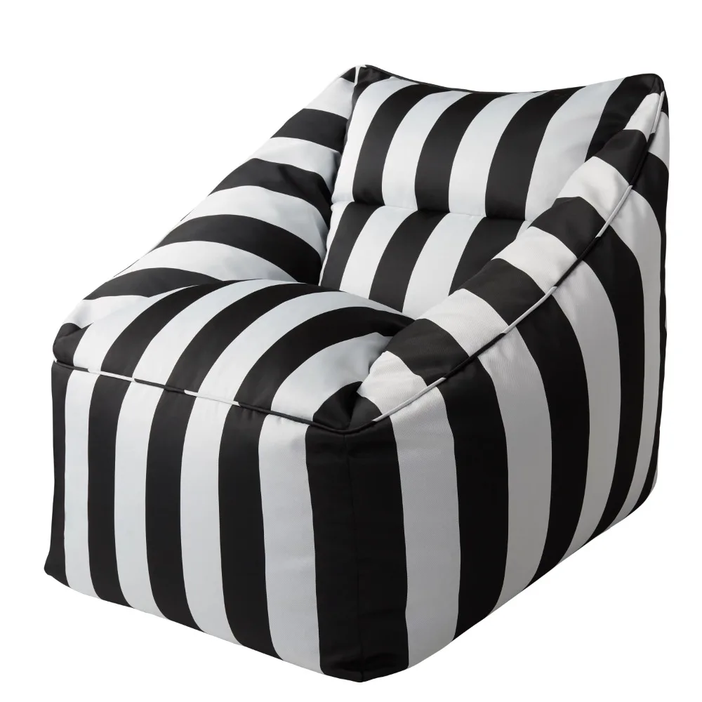 Chair Black and White Cabin Striped Soft Outdoor Bean Bag Chair Made of Anti Fouling Polyester
Chair Black and White Cabin Striped Soft Outdoor Bean Bag Chair Made of Anti Fouling Polyester
