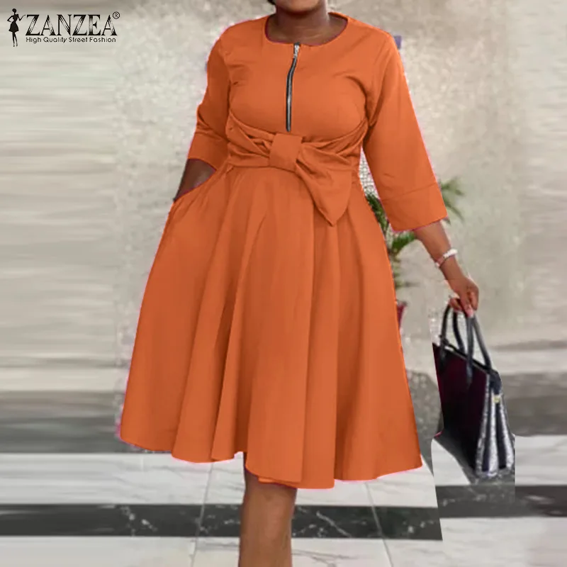 Женский Однотонный сарафан для вечерние, Пляжное Платье в стиле ретро, ТРАПЕЦИЕВИДНОЕ ПЛАТЬЕ ZANZEA, осень 2021, стильное платье с длинным рукаво... 
Женский Однотонный сарафан для вечерние, Пляжное Платье в стиле ретро, ТРАПЕЦИЕВИДНОЕ ПЛАТЬЕ ZANZEA, осень 2021, стильное платье с длинным рукаво...