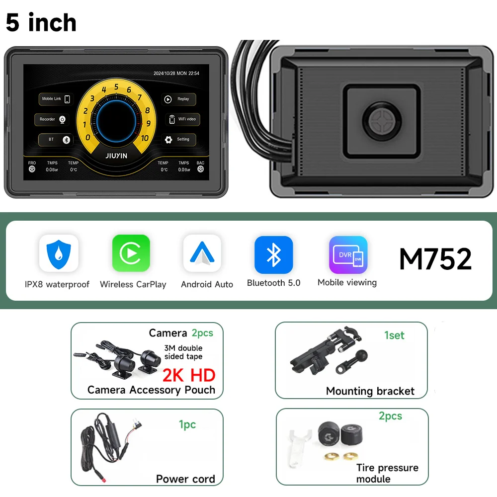 5-дюймовый мотоциклетный GPS-навигатор, беспроводной CarPlay Android Auto, мультимедийный плеер, 2K HD-рекордер, IP67, водонепроницаемый экран, Bluetooth
5-дюймовый мотоциклетный GPS-навигатор, беспроводной CarPlay Android Auto, мультимедийный плеер, 2K HD-рекордер, IP67, водонепроницаемый экран, Bluetooth