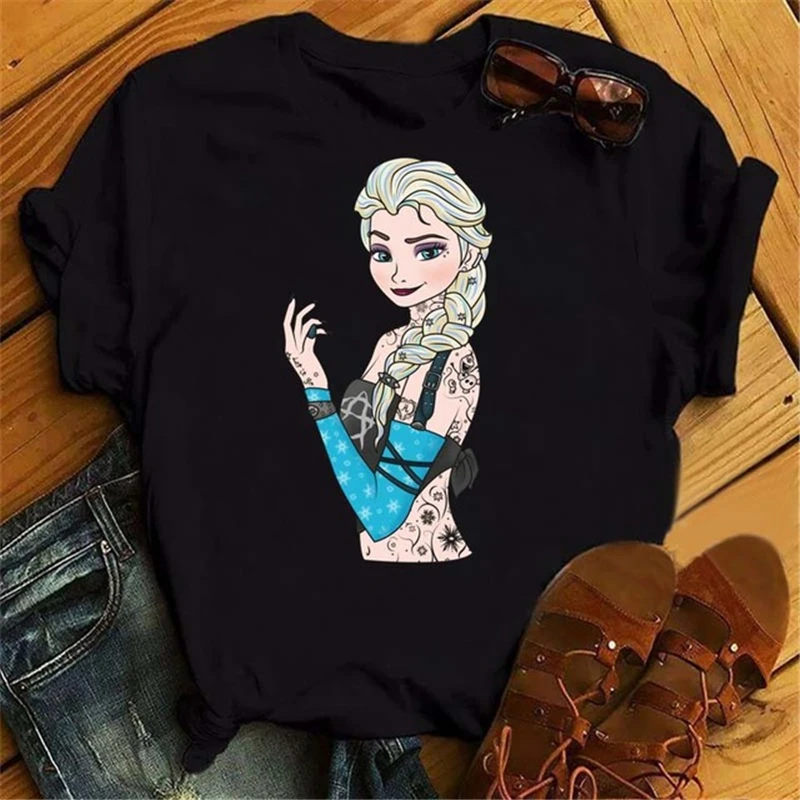 Disney Women Cute Cartoon T Shirt Fashion Black T-shirt Kawaii Anime Friend Tshirt Female Summer Fashion Clothes Women Clothing 
Disney Women Cute Cartoon T Shirt Fashion Black T-shirt Kawaii Anime Friend Tshirt Female Summer Fashion Clothes Women Clothing