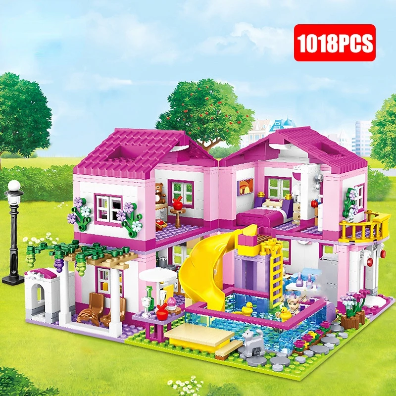 Friends City Romantic Summer Double-storey House Slide Swimming Pool Villa Architecture Building Blocks Figures Bricks Girl Toys
Friends City Romantic Summer Double-storey House Slide Swimming Pool Villa Architecture Building Blocks Figures Bricks Girl Toys