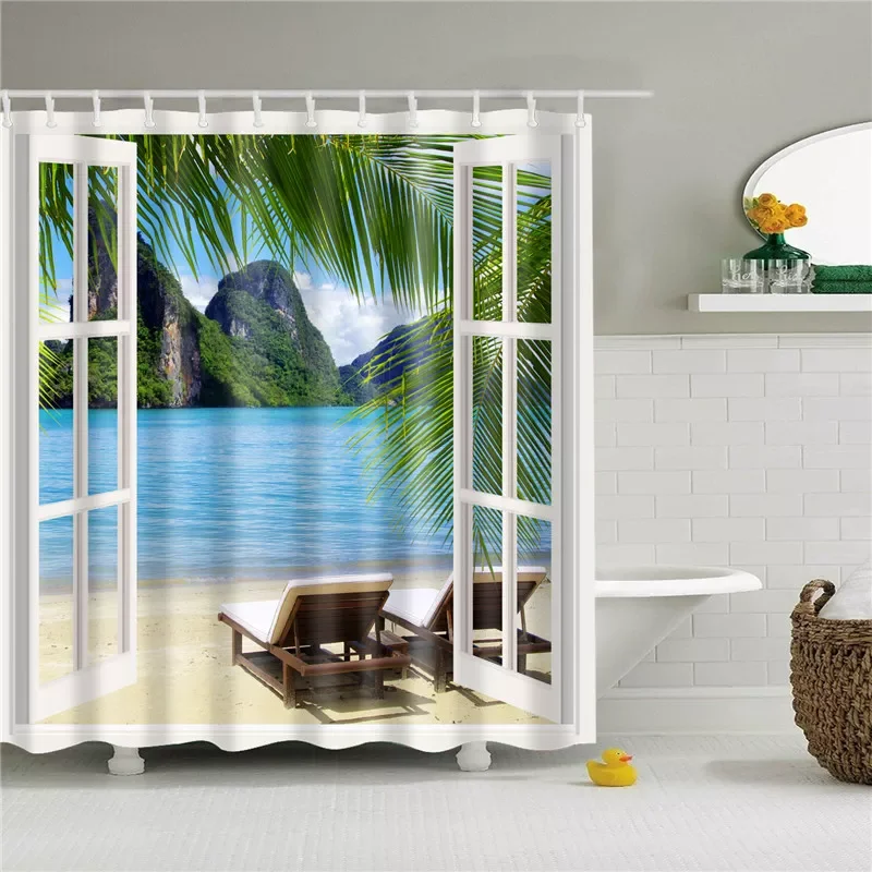 Seaside Beach 3D Digital Printing Shower Curtain Window Simulation Landscape Painting Polyester Shower Curtain withHook
Seaside Beach 3D Digital Printing Shower Curtain Window Simulation Landscape Painting Polyester Shower Curtain withHook