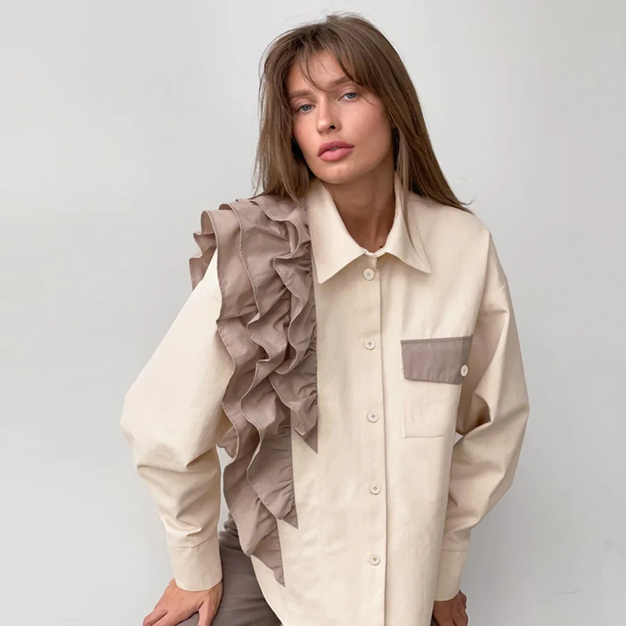 2023 Loose Blouse New Ruffled Long Sleeve Shirt Comfortable Casual Cardigan Trend Womens Wear Tops
2023 Loose Blouse New Ruffled Long Sleeve Shirt Comfortable Casual Cardigan Trend Womens Wear Tops