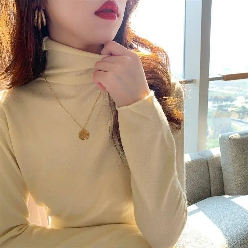 Women's Sweater Gigh Neck Jerseys Turtleneck Knit Tops for Woman Pullover Black Y2k Fashion Korea Economics Winter 2023 Tall Hot 
Women's Sweater Gigh Neck Jerseys Turtleneck Knit Tops for Woman Pullover Black Y2k Fashion Korea Economics Winter 2023 Tall Hot