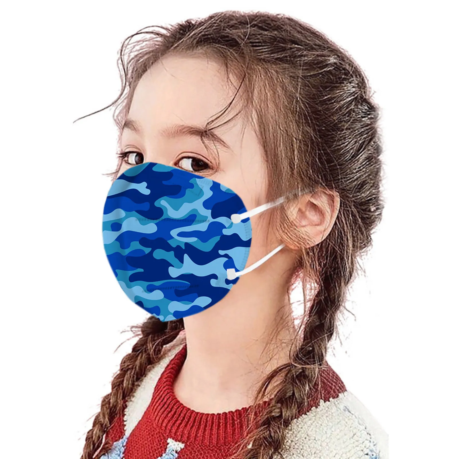 

5-Layer High-Density Mask PM2.5 Wind And Mist Pollution Protection Filter blue camouflage print mask Fish mascarilla MASK