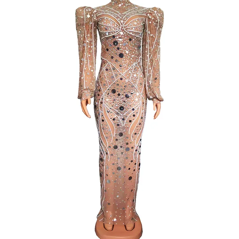 Silver Sequin Rhinestones Transparent Prom Dresses Puff Sleeve Mesh See Through Outfit Bar Nightclub Singer Party Stage Costume
Silver Sequin Rhinestones Transparent Prom Dresses Puff Sleeve Mesh See Through Outfit Bar Nightclub Singer Party Stage Costume