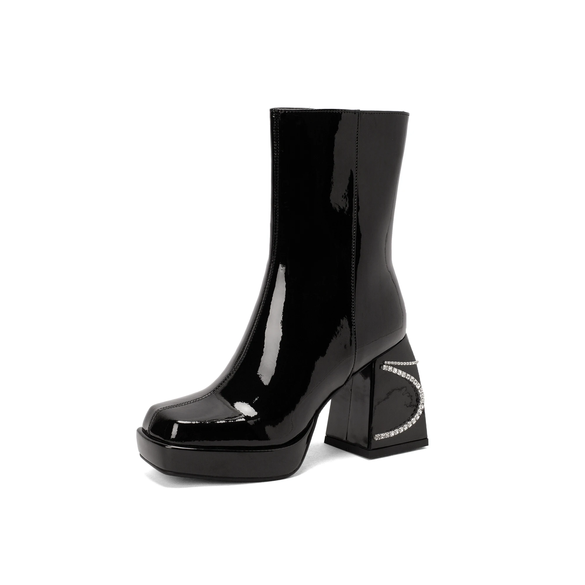 Women's Bare Boots 2022 Autumn Square Head Patent Leather Platform Boots Rhinestone Decorative Thick Heel Fashion Ankle Boots
Women's Bare Boots 2022 Autumn Square Head Patent Leather Platform Boots Rhinestone Decorative Thick Heel Fashion Ankle Boots
