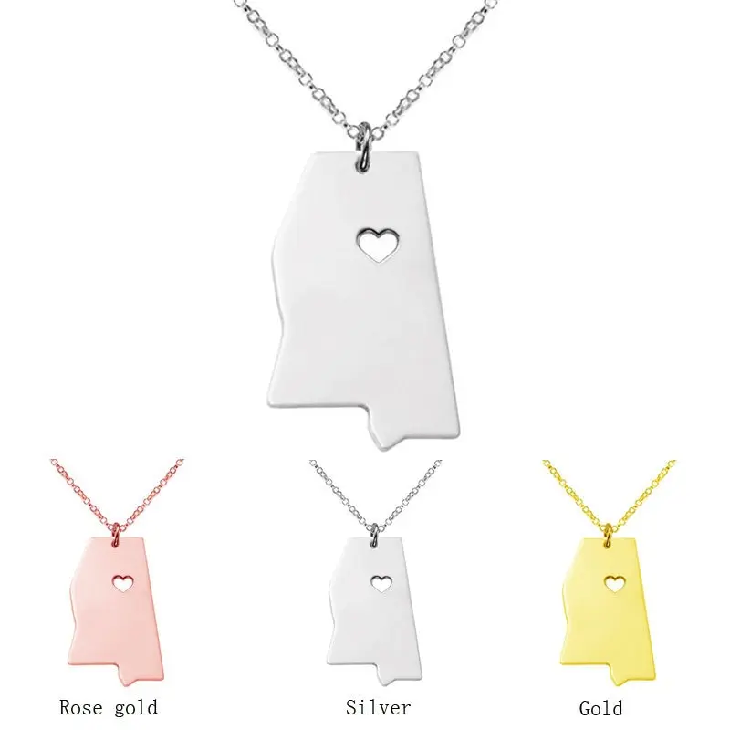 New MISSISSIPPI Necklace Pendant Women Men Jewellery Map pendant European and American fashion stainless steel jewelry
New MISSISSIPPI Necklace Pendant Women Men Jewellery Map pendant European and American fashion stainless steel jewelry