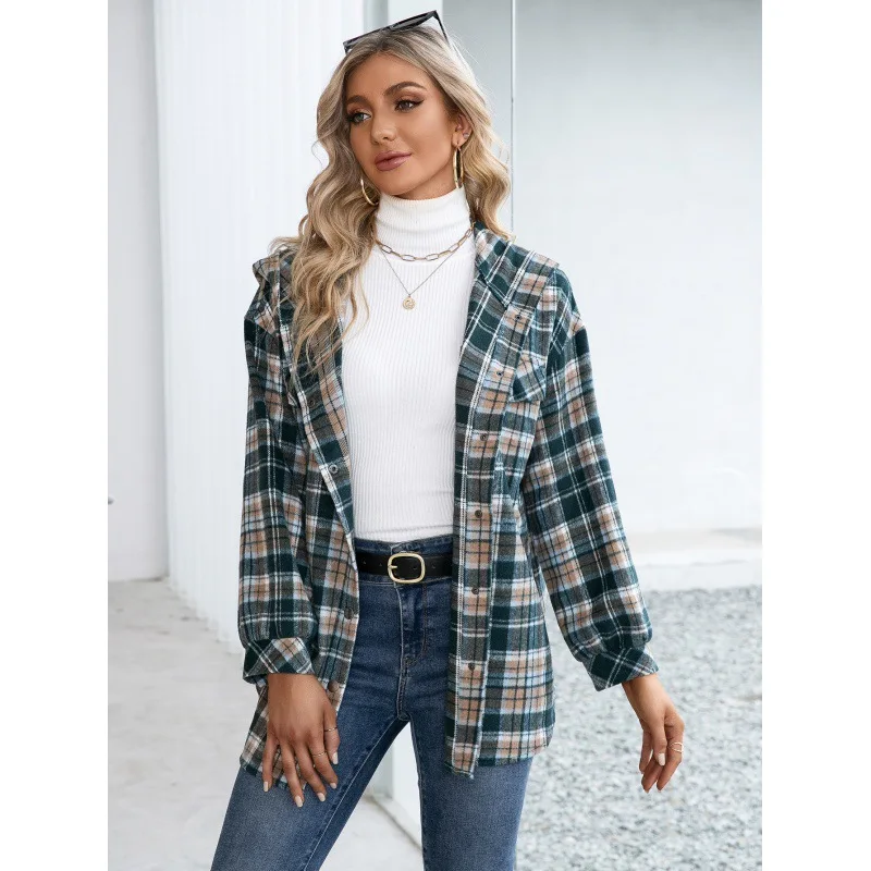 WEPBEL Women Elegant Plaid Coat Hoodies Lady Fashion Autumn Spring Single Breasted Pocket Hooded Jacket camisas para mujer
WEPBEL Women Elegant Plaid Coat Hoodies Lady Fashion Autumn Spring Single Breasted Pocket Hooded Jacket camisas para mujer