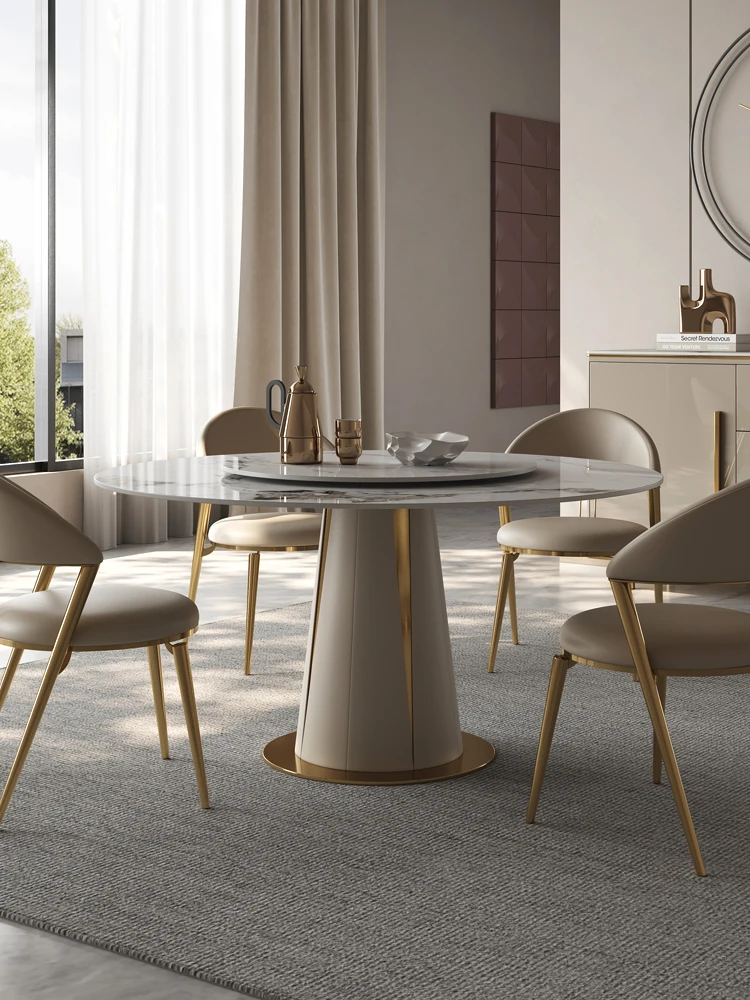 Light and bright rock slate round table with turntable table chair combination luxury stone high-end 1 meter round table
Light and bright rock slate round table with turntable table chair combination luxury stone high-end 1 meter round table