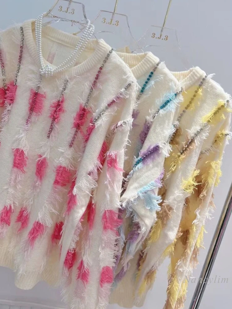 Heavy Industry Three-Dimensional Tassel Sweater Women Autumn Rhinestone Sweaters 2023 New Loose Color Matching Long Sleeve Pull
Heavy Industry Three-Dimensional Tassel Sweater Women Autumn Rhinestone Sweaters 2023 New Loose Color Matching Long Sleeve Pull