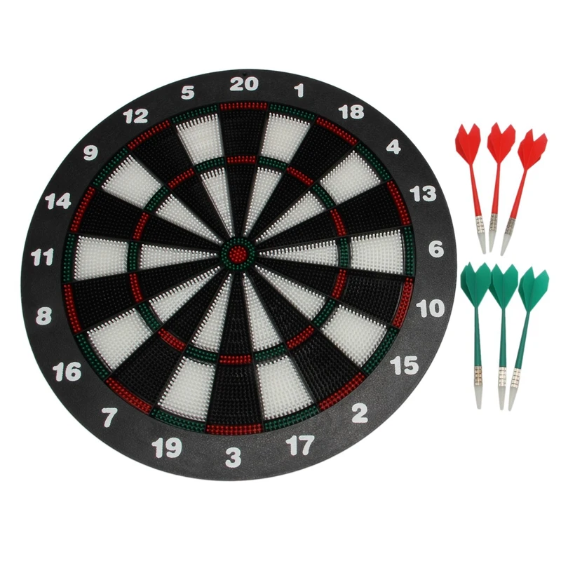 

Dart Board 16.4 Inch With 6 Rubber Safety Tip Darts Dartboard Game Set Office Relaxing Sport Family Leisure Time
