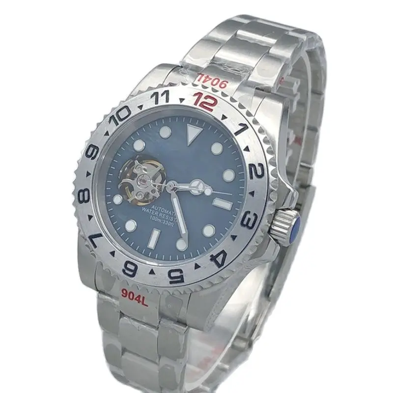 New 40mm Sterile Dial Silver Case Ceramic Bezel Mens Watches Green Luminous Sapphire Glass NH38A Automatic Movement
New 40mm Sterile Dial Silver Case Ceramic Bezel Mens Watches Green Luminous Sapphire Glass NH38A Automatic Movement
