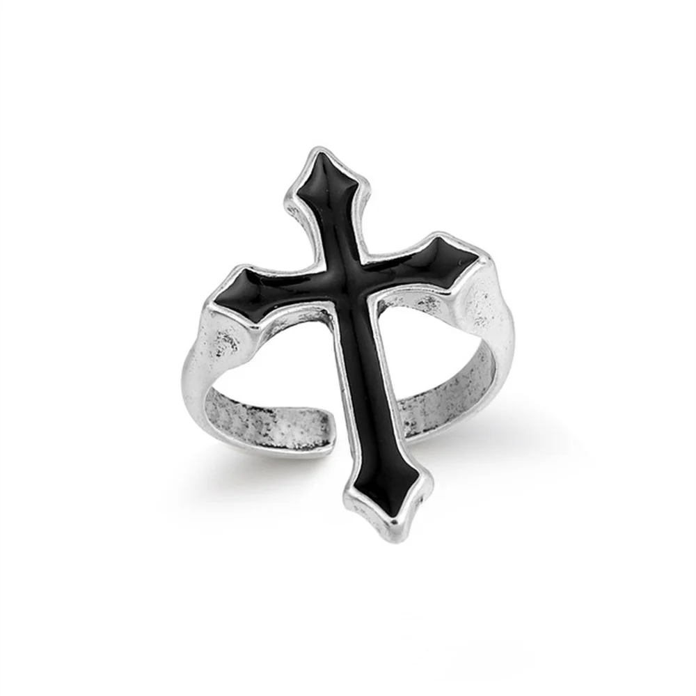 2021 New 1PC Vintage Black Big Cross Open Ring for Women Party Jewelry Men Trendy Gothic Metal Color Finger Ring Mens Ring
2021 New 1PC Vintage Black Big Cross Open Ring for Women Party Jewelry Men Trendy Gothic Metal Color Finger Ring Mens Ring