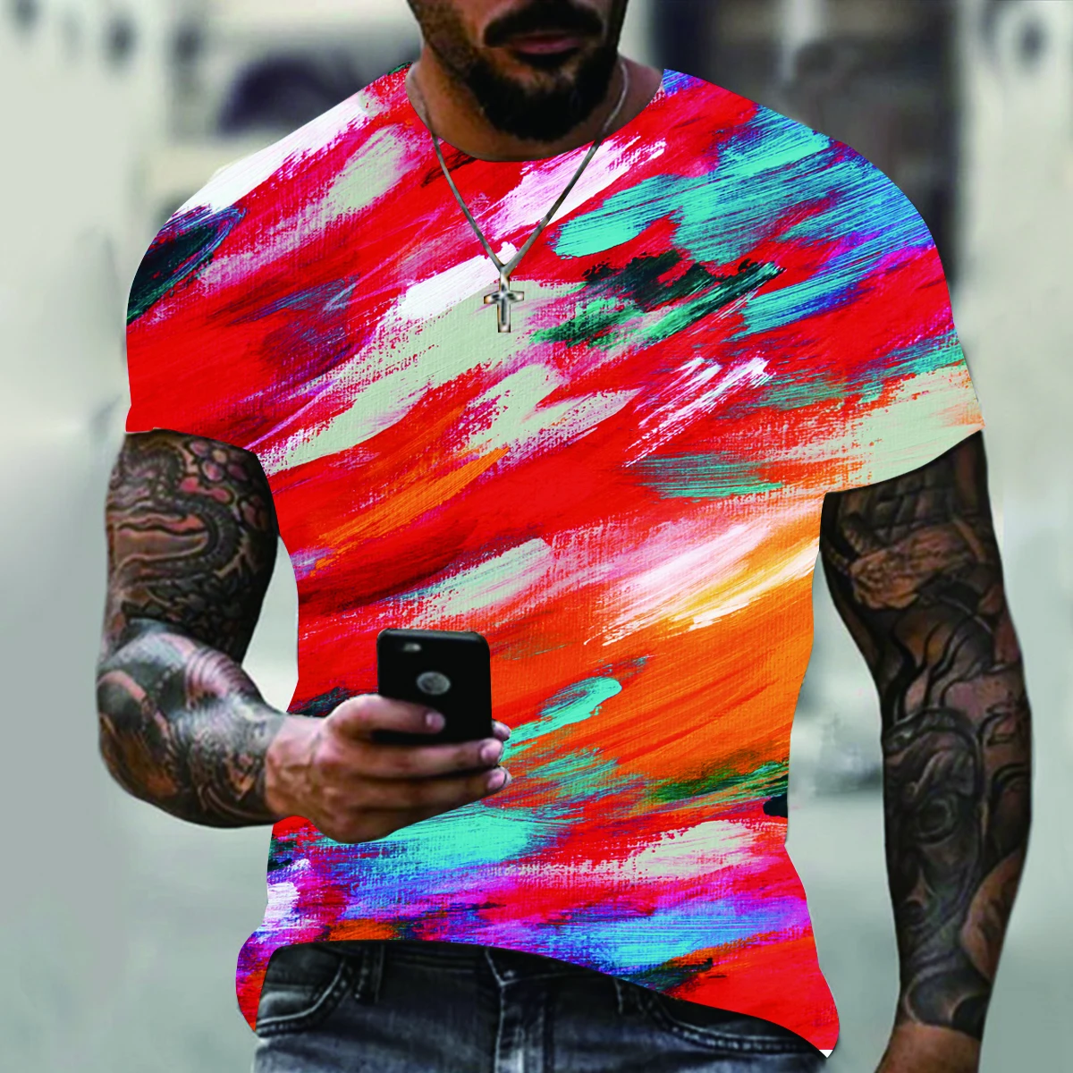 2022 new handsome men's 3D stereogram graffiti gradient effect printed T-shirt summer casual and interesting street clothes
2022 new handsome men's 3D stereogram graffiti gradient effect printed T-shirt summer casual and interesting street clothes