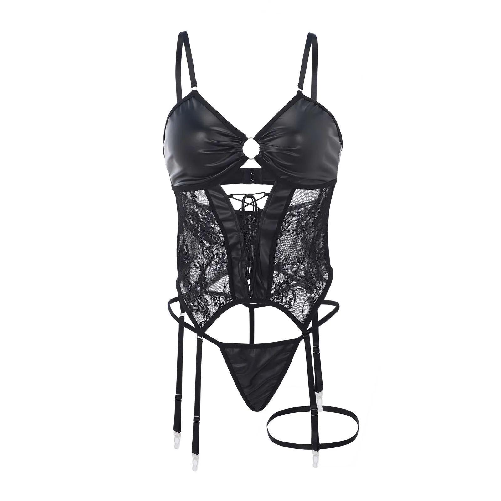 3 PC Leather Sexy Lace Lingerie Seamless Underwear Bodysuit With 1 Pair Leg Ring Bra Set Garter Thongs Sensual Erotic Intimate
3 PC Leather Sexy Lace Lingerie Seamless Underwear Bodysuit With 1 Pair Leg Ring Bra Set Garter Thongs Sensual Erotic Intimate