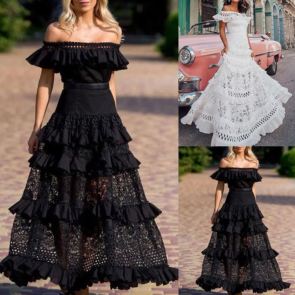 Летнее уличное платье с одним открытым плечом, Красное Кружевное Ажурное черное Свободное длинное платье-макси с оборками для женщин 2023
Летнее уличное платье с одним открытым плечом, Красное Кружевное Ажурное черное Свободное длинное платье-макси с оборками для женщин 2023