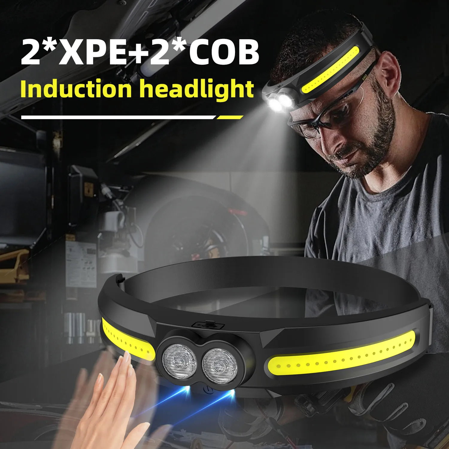 Infrared Sensor 2*XPE 3W+2*COB 5W USB Rechargeable Sports Outdoor Fishing Maintenance Headlamp bike Headlight
Infrared Sensor 2*XPE 3W+2*COB 5W USB Rechargeable Sports Outdoor Fishing Maintenance Headlamp bike Headlight