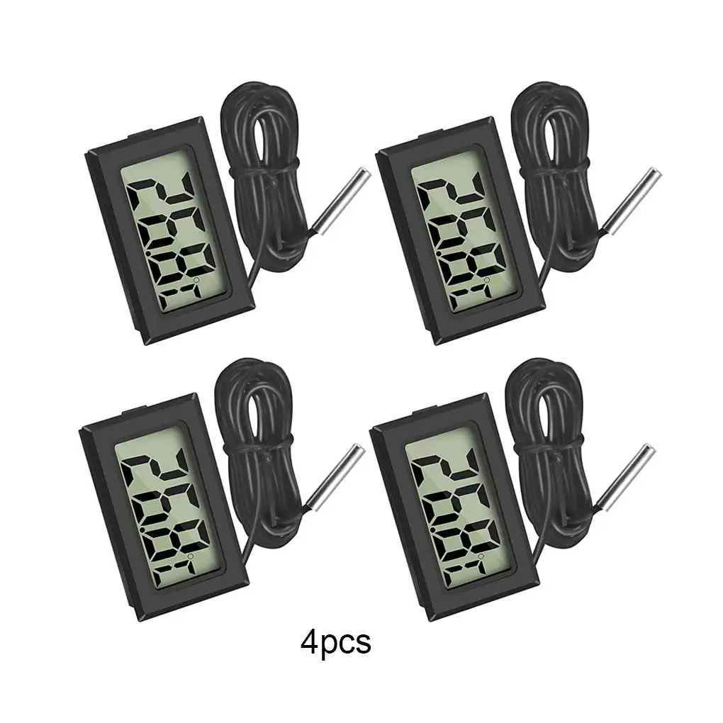 

4pcs Thermometer Digital Monitor Thermometers Fridge Refrigerator Aquarium Home Appliance Black Small Electronic