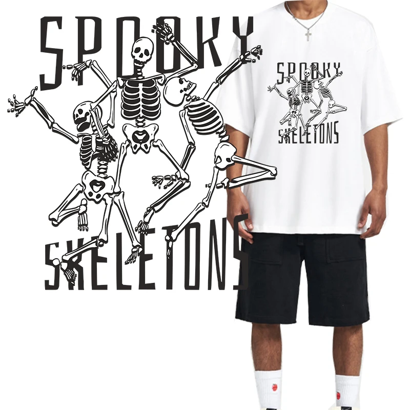 Punk Print Iron On Patches Three Skeleton Dance simple heat transfer T-shirt Decoration Iron pressed DIY decorative stickers
Punk Print Iron On Patches Three Skeleton Dance simple heat transfer T-shirt Decoration Iron pressed DIY decorative stickers