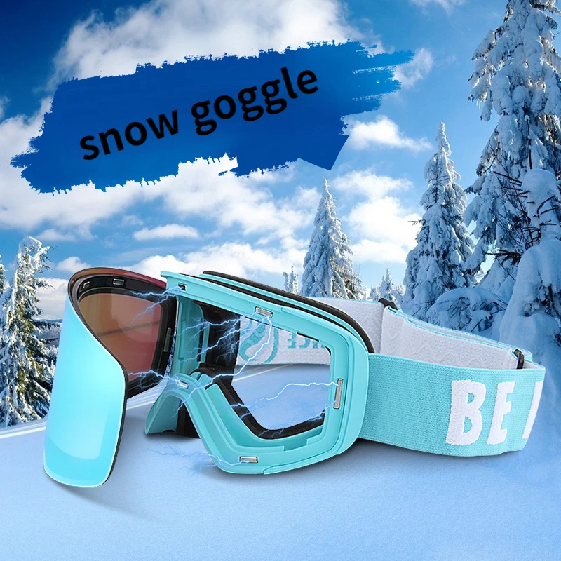 

Winter Snow Revo Coated Magnetic Suction Unisex Snow Snowboard Goggles Double Layer Anti-Fog Wide Angle Ski Equipment Glasses