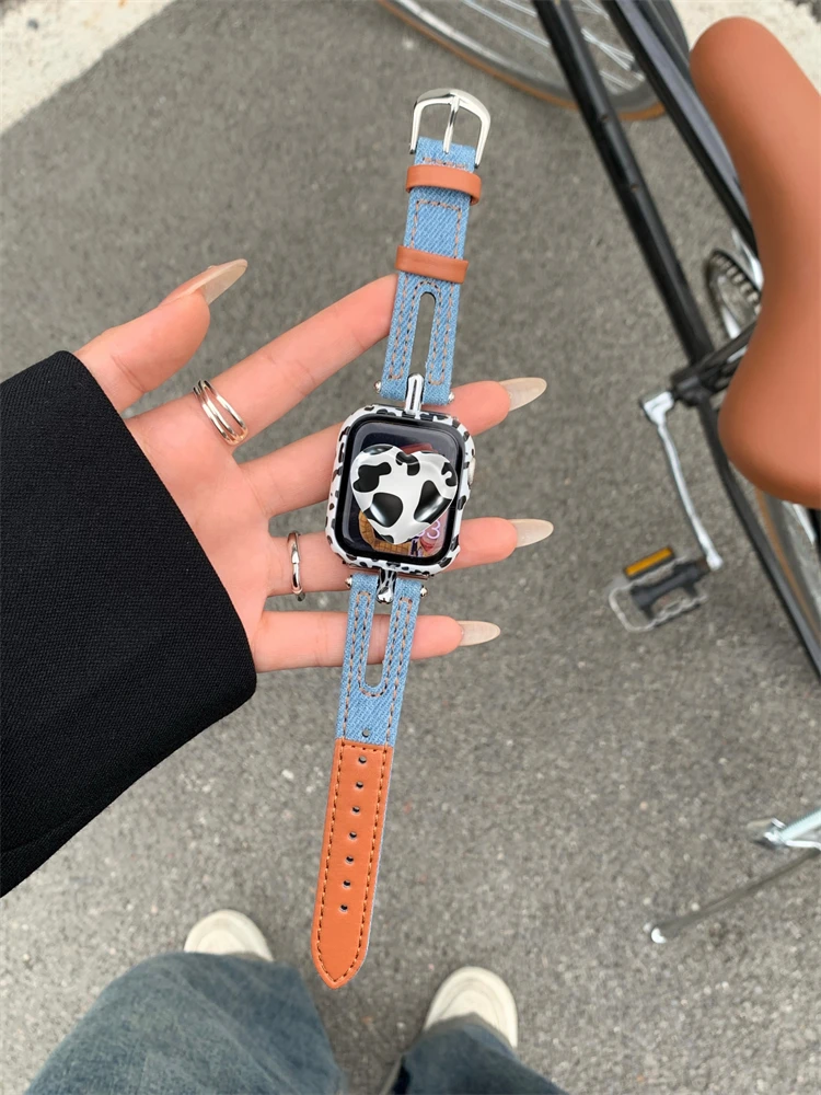 Korea Denim With Leather Casual Strap For iWatch Series 8 7 6 5 4 SE 3 Summer Hollow Breathable Band For Apple Watch 41mm 38 40
Korea Denim With Leather Casual Strap For iWatch Series 8 7 6 5 4 SE 3 Summer Hollow Breathable Band For Apple Watch 41mm 38 40