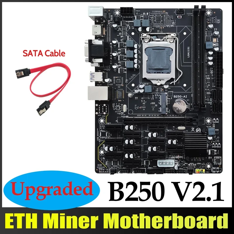 B250 V2.1 BTC Mining Motherboard+SATA Cable 12XPCIE LGA1151 Dual Channel DDR4 MSATA USB3.0 B250 ETH Mining Motherboard
B250 V2.1 BTC Mining Motherboard+SATA Cable 12XPCIE LGA1151 Dual Channel DDR4 MSATA USB3.0 B250 ETH Mining Motherboard