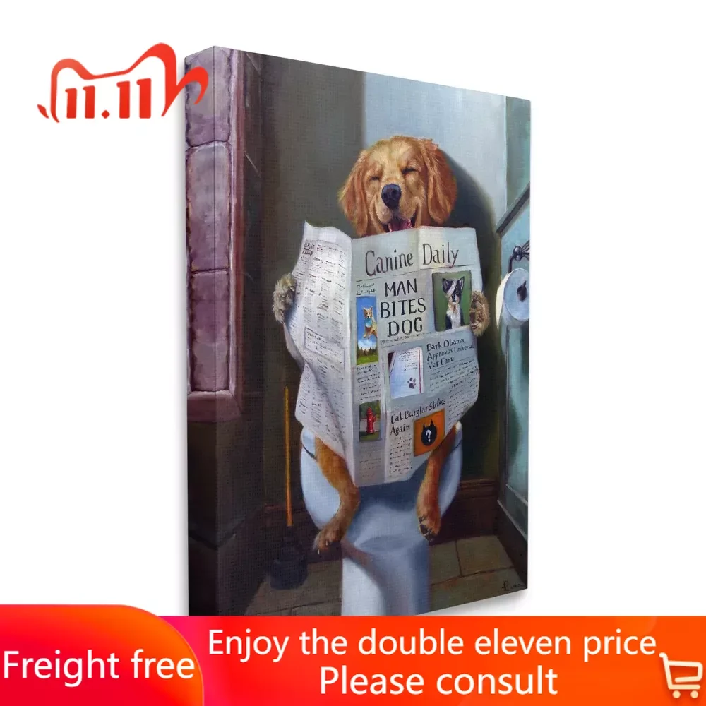 Canvas Painting Wall Art Home Decor 30 X 1.5 X 40 Collection Dog Reading The Newspaper On Toilet Funny Painting
Canvas Painting Wall Art Home Decor 30 X 1.5 X 40 Collection Dog Reading The Newspaper On Toilet Funny Painting