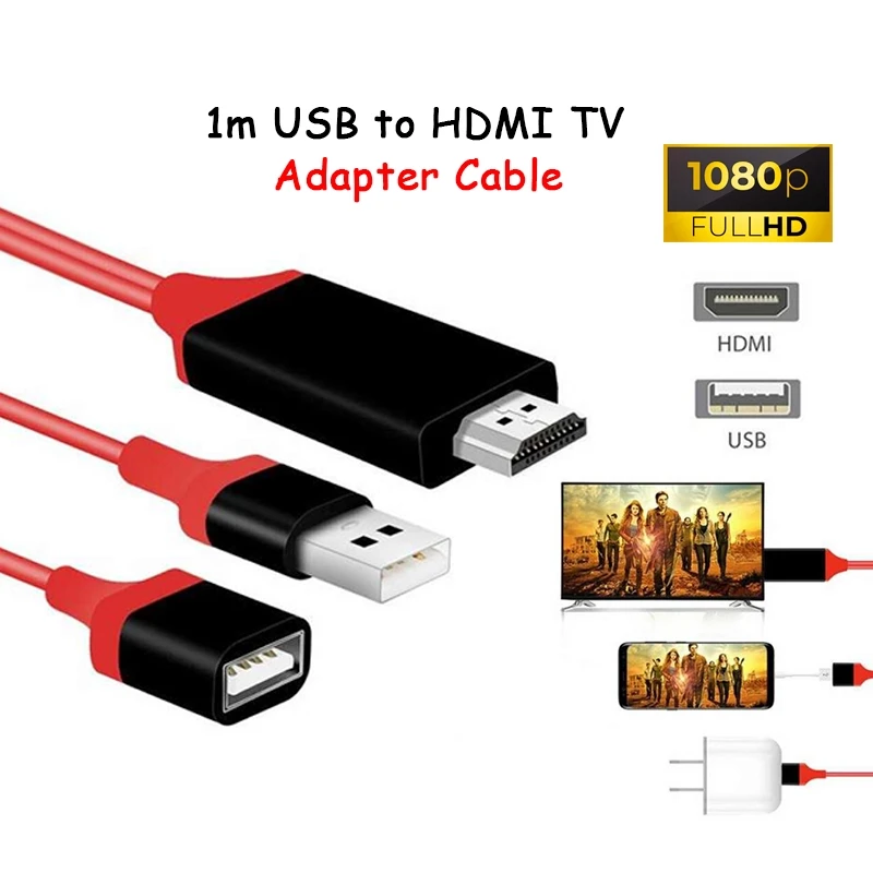 USB to HDTV Adapter Converter Cable HDTV Phone to HDTV TV Cable Support iOS and Android
USB to HDTV Adapter Converter Cable HDTV Phone to HDTV TV Cable Support iOS and Android